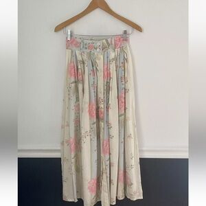 Vintage Mondi Pleated Skirt Button Front Size 34 Floral Cottagecore